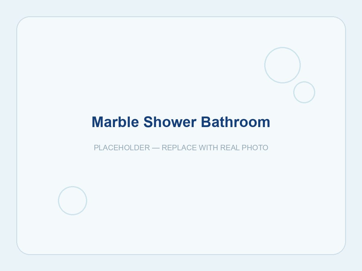 Staged bathroom with a spotless marble shower